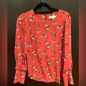 Brand: Loft Size: XS Style: Coral blouse with floral design